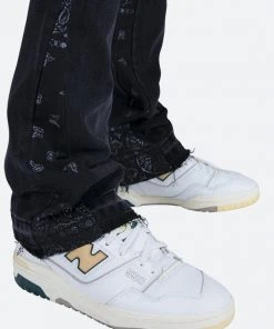 Mnml B167 Paisley Flare Denim - Black