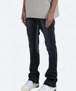 Mnml B167 Paisley Flare Denim - Black