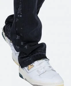 Mnml B167 Paisley Flare Denim - Black