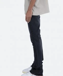 Mnml B167 Paisley Flare Denim - Black