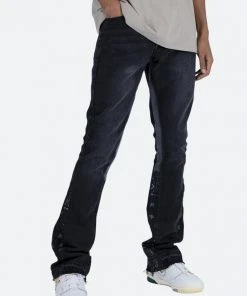 Mnml B167 Paisley Flare Denim - Black