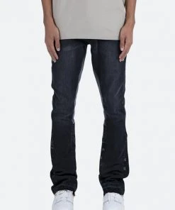 Mnml B167 Paisley Flare Denim - Black