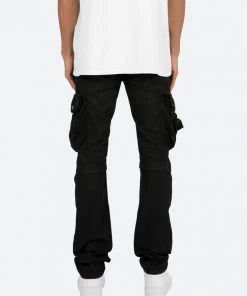 Mnml B357 Waxed Cargo Flare Denim - Black