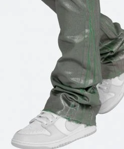 Mnml B427 Metallic Flare Denim - Green | High-Waisted Stretch Denim Jeans for Women 14 Mnml B427 Metallic Flare Denim - Green