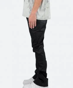 Mnml B447 Waxed Flare Denim - Black