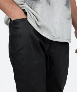 Mnml B447 Waxed Flare Denim - Black