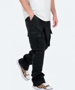 Mnml Denim B449 Leather Cargo Flare Pants - Black
