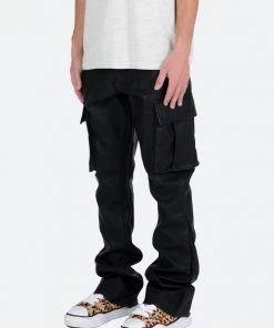 Mnml Denim B449 Leather Cargo Flare Pants - Black