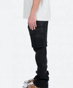 Mnml Denim B449 Leather Cargo Flare Pants - Black