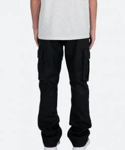 Mnml Denim B449 Leather Cargo Flare Pants - Black