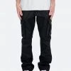 Mnml Denim B449 Leather Cargo Flare Pants - Black