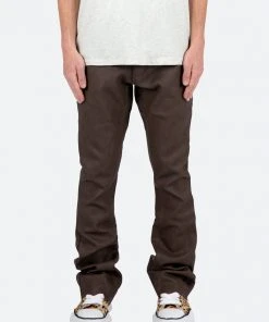 Mnml Denim B460 Leather Flare Pants - Brown