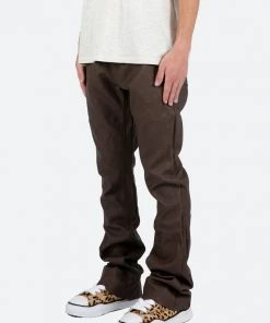 Mnml Denim B460 Leather Flare Pants - Brown