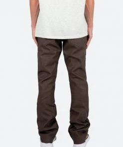 Mnml Denim B460 Leather Flare Pants - Brown