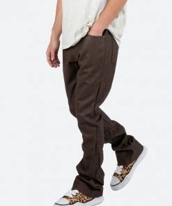 Mnml Denim B460 Leather Flare Pants - Brown