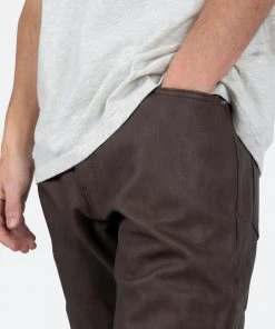 Mnml Denim B460 Leather Flare Pants - Brown