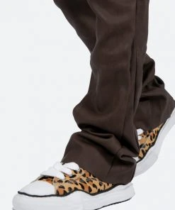 Mnml Denim B460 Leather Flare Pants - Brown