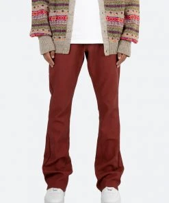 Mnml B460 Leather Flare Pants - Burgundy