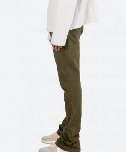 Mnml Denim B472 Twill Flare Pants - Olive