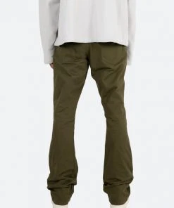 Mnml Denim B472 Twill Flare Pants - Olive