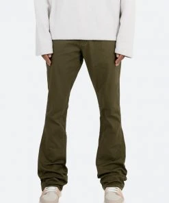 Mnml Denim B472 Twill Flare Pants - Olive