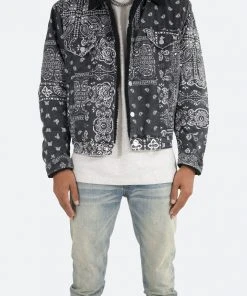 Mnml Outerwear Bandana Sherpa Trucker - Black