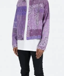 Mnml Bandana Trucker Shirt - Purple Tops