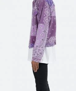Mnml Bandana Trucker Shirt - Purple Tops
