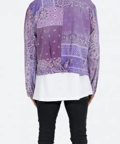 Mnml Bandana Trucker Shirt - Purple Tops