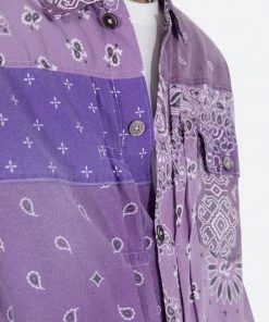 Mnml Bandana Trucker Shirt - Purple Tops