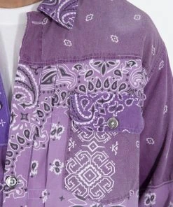 Mnml Bandana Trucker Shirt - Purple Tops