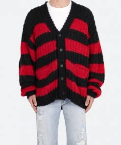 Mnml Outerwear Big Stripe Cardigan - Black/Red