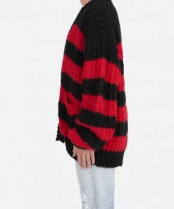 Mnml Outerwear Big Stripe Cardigan - Black/Red