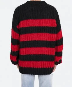 Mnml Outerwear Big Stripe Cardigan - Black/Red