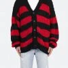 Mnml Outerwear Big Stripe Cardigan - Black/Red