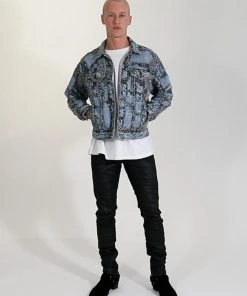 Mnml Boro Paisley Trucker Jacket - Blue/Black Outerwear