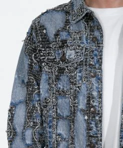 Mnml Boro Paisley Trucker Jacket - Blue/Black Outerwear