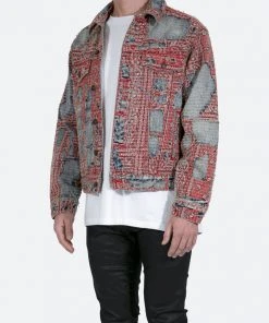 Mnml Boro Paisley Trucker Jacket - Blue/Red Outerwear