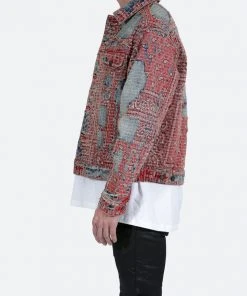 Mnml Boro Paisley Trucker Jacket - Blue/Red Outerwear