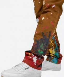 Mnml Broken Paint Baggy Pants - Brown Bottoms