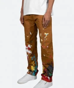 Mnml Broken Paint Baggy Pants - Brown Bottoms