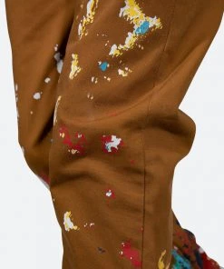 Mnml Broken Paint Baggy Pants - Brown Bottoms