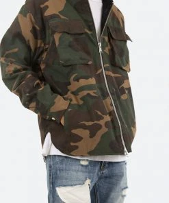Mnml Camo Hooded Zip Up - Woodland Camo