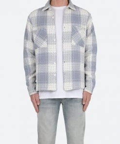 Mnml Tops Classic Flannel Shirt - Blue/White