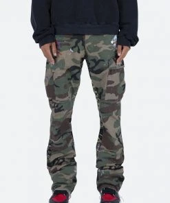 Mnml Contrast Bootcut Cargo Pants - Woodland Camo