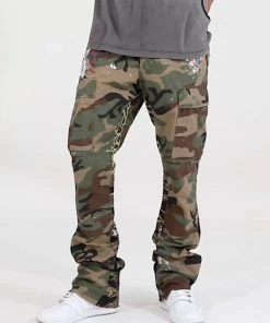 Mnml Contrast Bootcut Cargo Pants - Woodland Camo