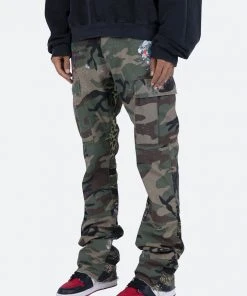 Mnml Contrast Bootcut Cargo Pants - Woodland Camo