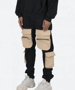 Mnml Contrast Cargo Pants - Black/Natural Bottoms