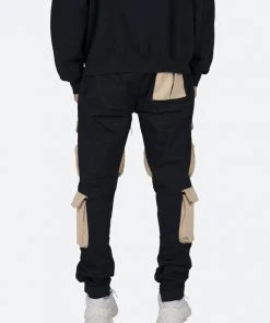 Mnml Contrast Cargo Pants - Black/Natural Bottoms