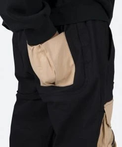 Mnml Contrast Cargo Pants - Black/Natural Bottoms